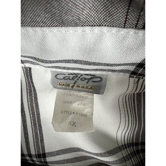 VTG Caltop Shirt Mens 5XL Brown Flannel Plaid Short Sleeve Button Up Made In USA - Picture 3 of 6